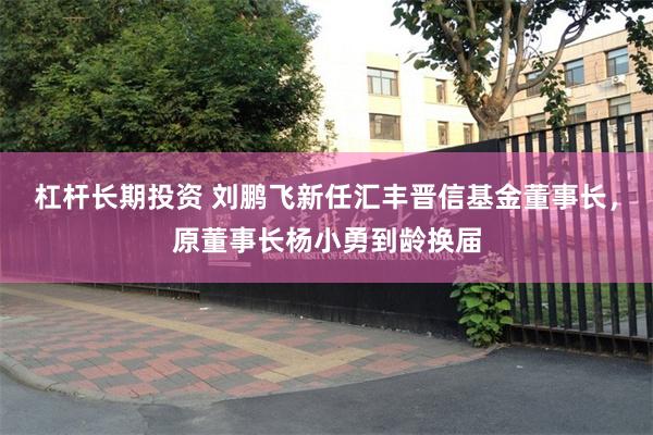 杠杆长期投资 刘鹏飞新任汇丰晋信基金董事长，原董事长杨小勇到龄换届