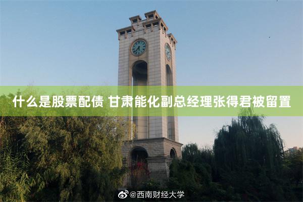 什么是股票配债 甘肃能化副总经理张得君被留置