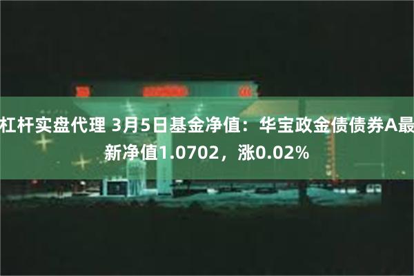 杠杆实盘代理 3月5日基金净值：华宝政金债债券A最新净值1.0702，涨0.02%