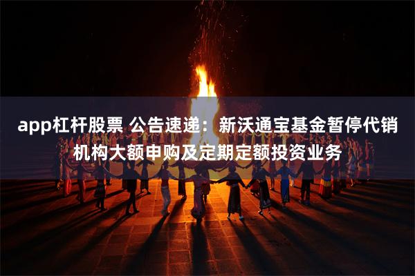 app杠杆股票 公告速递：新沃通宝基金暂停代销机构大额申购及定期定额投资业务