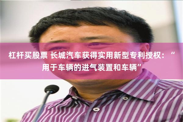 杠杆买股票 长城汽车获得实用新型专利授权：“用于车辆的进气装置和车辆”