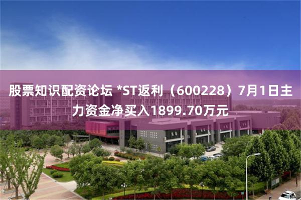 股票知识配资论坛 *ST返利（600228）7月1日主力资金净买入1899.70万元