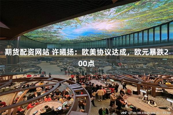 期货配资网站 许曦扬：欧美协议达成，欧元暴跌200点